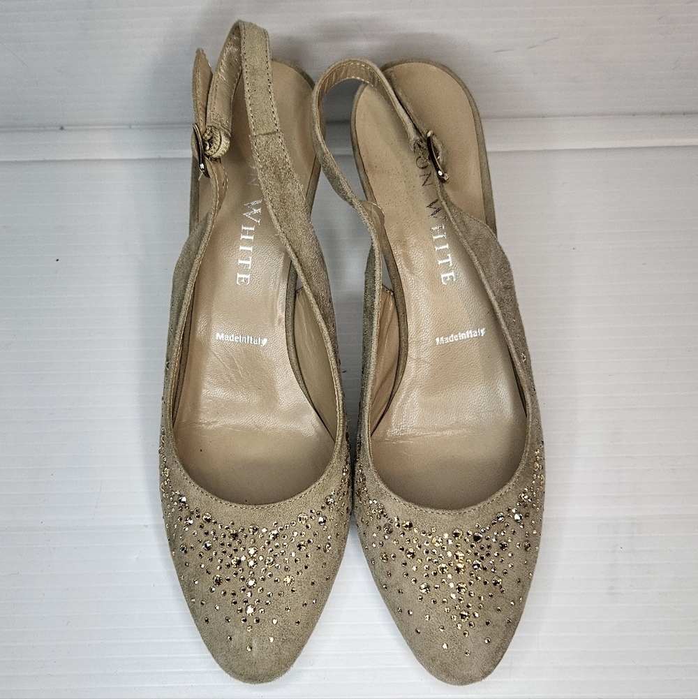 Ron White "Vivian Crystal" Fawn Amber Slingback – Size 36.5, New, Without Box - Picture 2 of 12